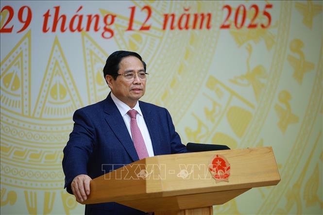 Thủ tướng Phạm Minh Chính chủ trì Phiên họp lần thứ nhất của Ban Chỉ đạo điều hành kinh tế vĩ mô. Ảnh: Dương Giang-TTXVN
