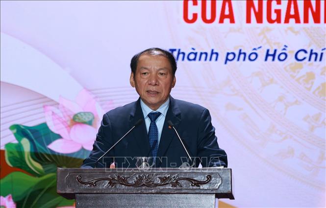 Ông Nguyễn Văn Hùng, Ủy viên Trung ương Đảng, Bộ trưởng Bộ Văn hóa, Thể thao và Du lịch phát biểu. Ảnh: Thu Hương - TTXVN