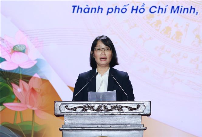 Bà Trần Thị Diệu Thuý, Phó Chủ tịch UBND Thành phố Hồ Chí Minh phát biểu. Ảnh: Thu Hương - TTXVN