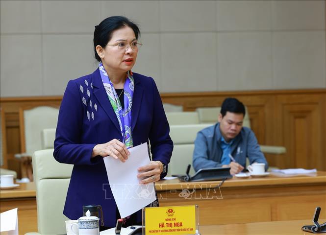 Phó Chủ tịch Uỷ ban Trung ương MTTQ Việt Nam Hà Thị Nga phát biểu. Ảnh: Dương Giang-TTXVN 
