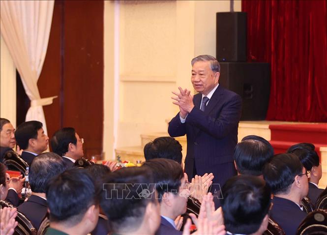 Tổng Bí thư Tô Lâm dự Hội nghị tổng kết các mặt công tác năm 2025, triển khai nhiệm vụ năm 2026. Ảnh: Văn Điệp – TTXVN