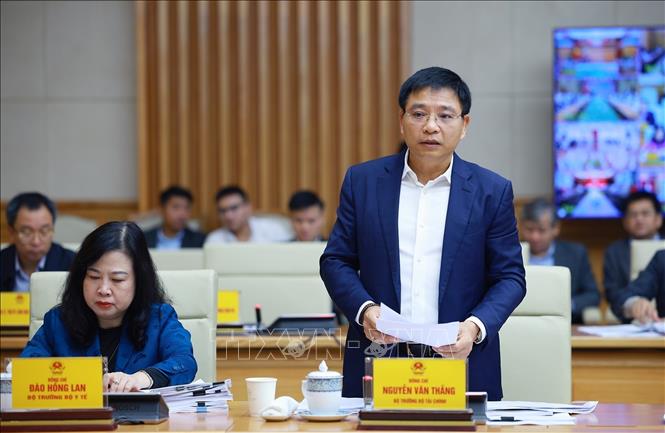 Bộ trưởng Bộ Tài chính Nguyễn Văn Thắng phát biểu. Ảnh: Dương Giang-TTXVN 
