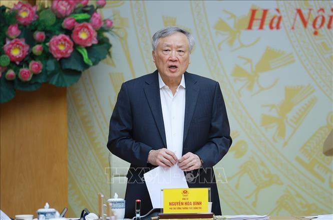 Phó Thủ tướng Thường trực Nguyễn Hoà Bình phát biểu. Ảnh: Dương Giang-TTXVN 
