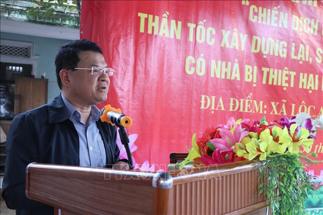 Phó Chủ tịch UBND thành phố Huế Hoàng Hải Minh phát biểu tại lễ khánh thành. Ảnh: Mai Trang- TTXVN 