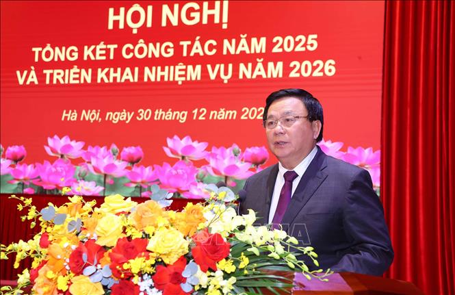 GS.TS Nguyễn Xuân Thắng, Ủy viên Bộ Chính trị, Giám đốc Học viện Chính trị quốc gia Hồ Chí Minh, Chủ tịch Hội đồng Lý luận Trung ương phát biểu. Ảnh: Văn Điệp – TTXVN