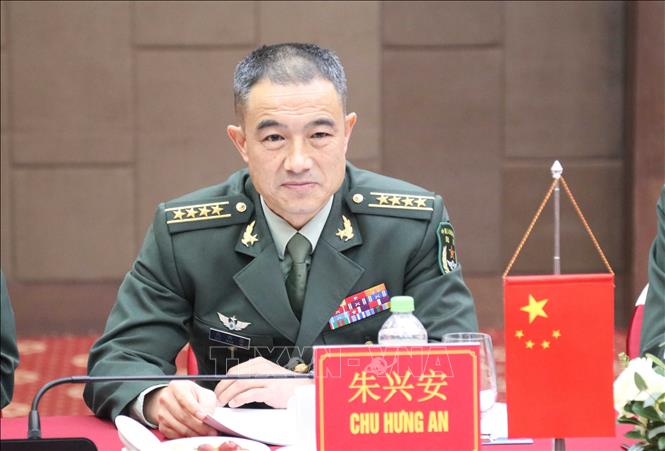 Đại tá Chu Hưng An, Bộ đội trưởng Bộ đội biên phòng địa khu Quảng Tây, Trưởng đoàn phía Trung Quốc dự hội đàm. Ảnh: Quang Duy – TTXVN