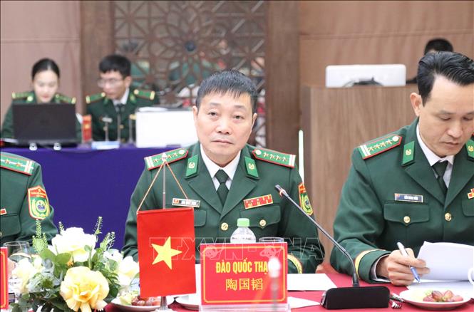 Đại tá Đào Quốc Thạo, Chỉ huy trưởng Ban Chỉ huy Bộ đội biên phòng tỉnh Lạng Sơn, Trưởng đoàn phía Việt Nam tại buổi hội đàm. Ảnh: Quang Duy - TTXVN