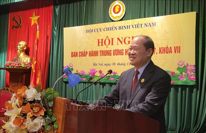 Thượng tướng Bế Xuân Trường, Chủ tịch Hội Cựu chiến binh Việt Nam phát biểu khai mạc. Ảnh: Phương Thanh-TTXVN