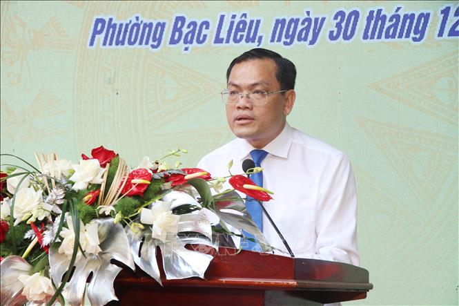 Phó Chủ tịch UBND tỉnh Cà Mau Ngô Vũ Thăng phát biểu tại buổi lễ. Ảnh: Chanh Đa-TTXVN