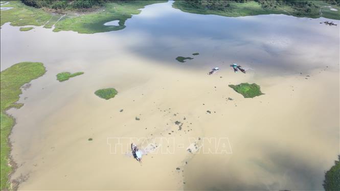 Đoạn suối Chà Và (xã Tân Hòa) bị người dân phản ánh đục nước do hoạt động khai thác cát của Công ty Trách nhiệm hữu hạn Một thành viên Ngọc Trâm Anh Tây Ninh. Ảnh: Thanh Tân - TTXVN