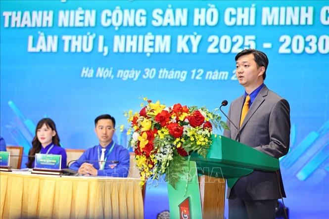 Đồng chí Nguyễn Minh Triết, Bí thư Thường trực Trung ương Đoàn, Chủ tịch Hội Sinh viên Việt Nam phát biểu chỉ đạo Đại hội. Ảnh: Minh Đức – TTXVN

