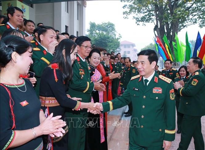 Đại tướng Phan Văn Giang và các đại biểu tham dự đại hội. Ảnh: Trọng Đức - TTXVN