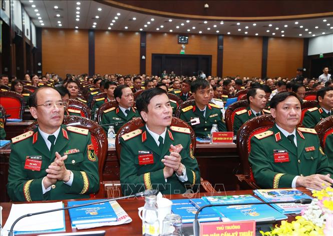 Các đại biểu lãnh đạo Bộ Quốc phòng, Bộ Tổng Tham mưu, Tổng cục Chính trị QĐND Việt Nam dự đại hội. Ảnh: Trọng Đức - TTXVN