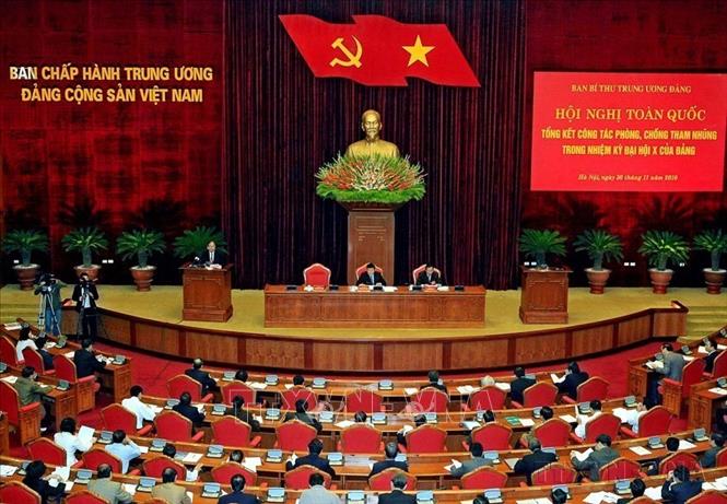 Hội nghị toàn quốc tổng kết công tác phòng, chống tham nhũng trong nhiệm kỳ Đại hội  X của Đảng (30/11/2010). Ảnh: Thống Nhất-TTXVN