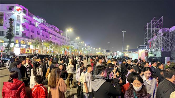 Nhân dân xuống đường đón năm mới 2026. Ảnh: Thanh Vân-TTXVN 