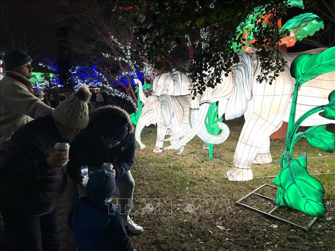 Khoảnh khắc sum vầy mang đến cảm giác ấm áp trong tiết trời giá lạnh. Ảnh: Ngọc Quang - PV TTXVN tại Mỹ