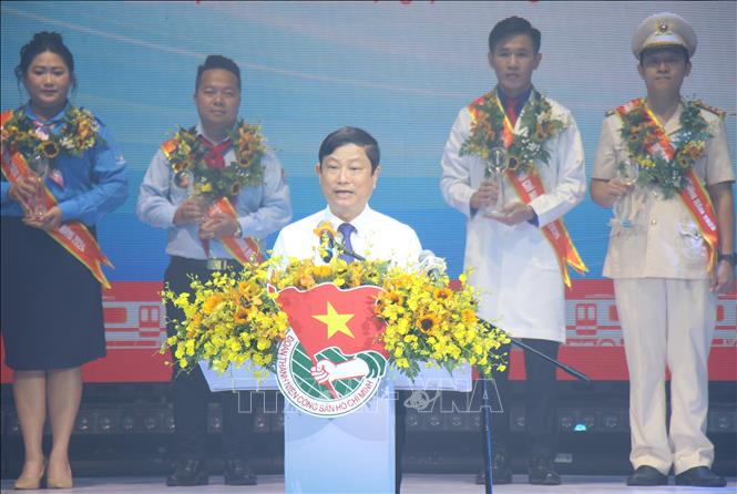 Ông Võ Văn Minh, Phó Bí thư Thành ủy, Chủ tịch HĐND Thành phố Hồ Chí Minh phát biểu tại chương trình. Ảnh: Thu Hương - TTXVN