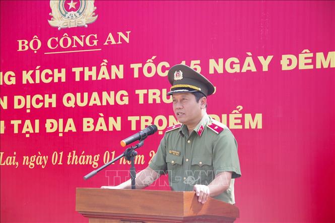 Thiếu tướng Nguyễn Hồng Nguyên, Phó Chánh Văn phòng Bộ phát biểu tại buổi lễ. Ảnh: Sỹ Thắng - TTXVN