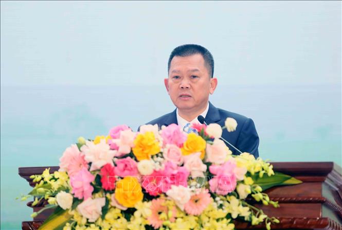 Ông Phạm Hải Nam, Tổng Giám đốc công ty cổ phần Giống bò sữa Mộc Châu phát biểu. Ảnh: Quang Quyết - TTXVN