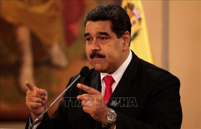 Tổng thống Venezuela Nicolas Maduro trong bài phát biểu được truyền hình trên toàn quốc tại Caracas. Ảnh: THX/TTXVN