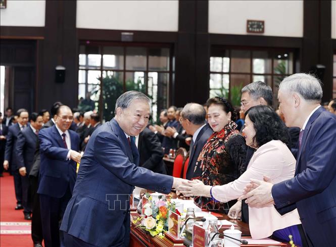 Tổng Bí thư Tô Lâm và các đại biểu tại Lễ kỷ niệm. Ảnh: Thống Nhất – TTXVN