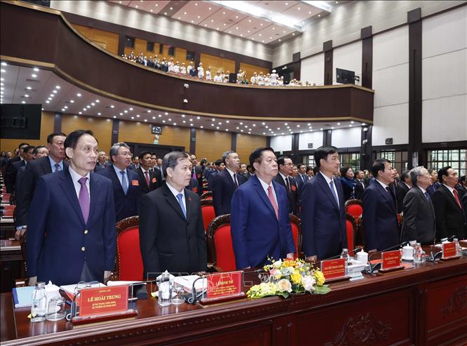 Các đại biểu thực hiện nghi lễ chào cờ. Ảnh: Thống Nhất – TTXVN