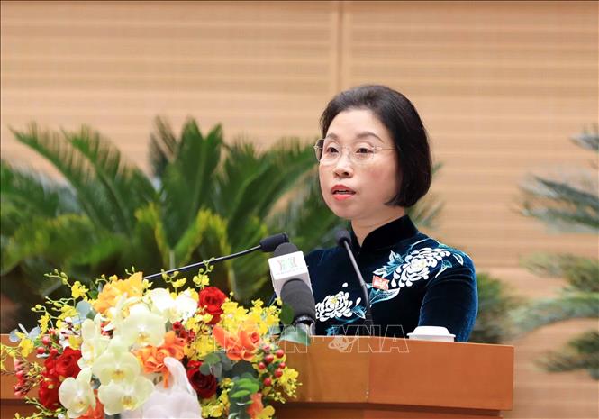 Phó Chủ tịch HĐND thành phố Phạm Thị Thanh Mai phát biểu. Ảnh: Văn Điệp – TTXVN
