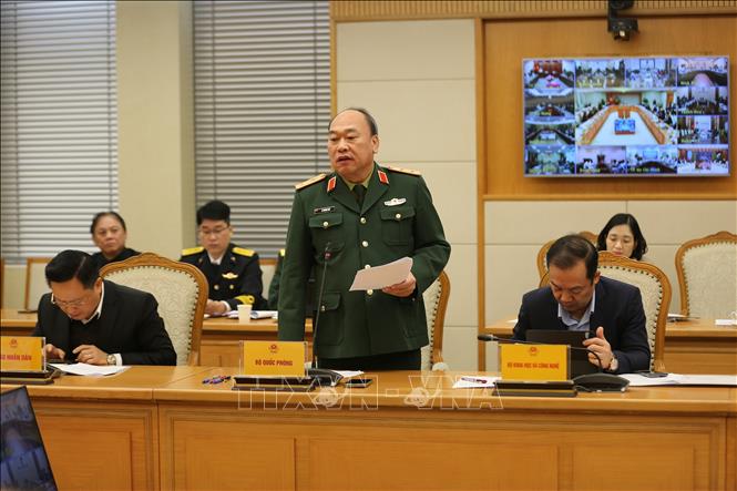 Trung tướng Lê Quang Đạo, Phó Tổng Tham mưu trưởng Quân đội nhân dân Việt Nam phát biểu tại cuộc họp. Ảnh: Diệp Trương - TTXVN