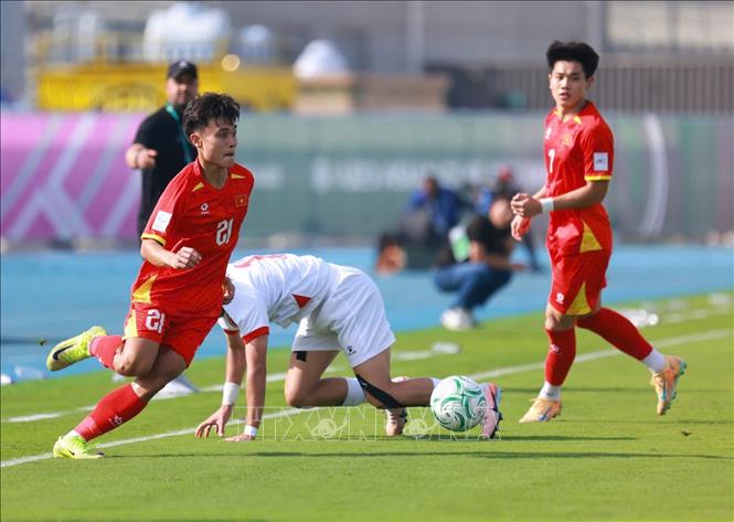 U23 Việt Nam có trận đấu xuất sắc trong trận đầu ra quân. Ảnh: Nguồn AFC TTXVN phát