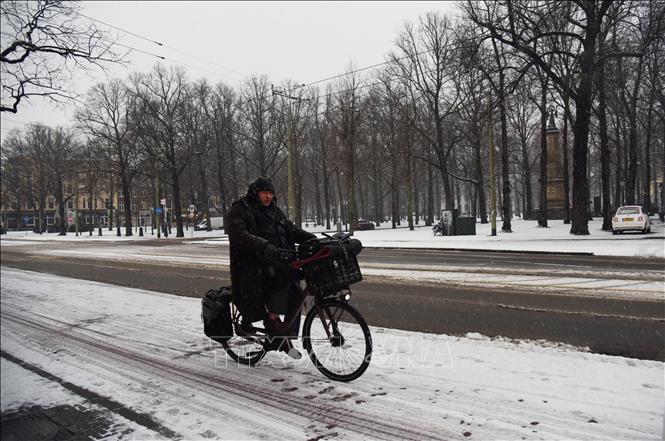 Tuyết phủ trắng xóa tại La Hay, Hà Lan ngày 6/1/2026. Ảnh: THX/TTXVN