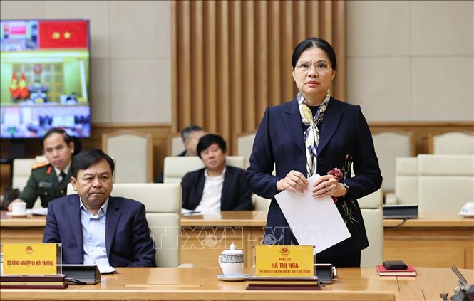 Phó Chủ tịch Uỷ ban Trung ương MTTQ Việt Nam Hà Thị Nga phát biểu. Ảnh: Dương Giang-TTXVN 
