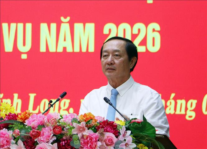 Phó Trưởng Ban Tuyên giáo và Dân vận Trung ương Huỳnh Thành Đạt phát biểu tại hội nghị. Ảnh: Phạm Minh Tuấn - TTXVN