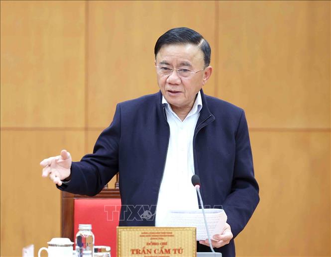 Politburo member and Standing Member of the Party Central Committee’s Secretariat Tran Cam Tu chairs the working session. VNA Photo: Phương Hoa 