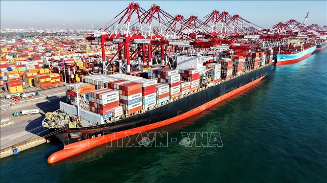 Cảng hàng hóa Thanh Đảo, tỉnh Sơn Đông, Trung Quốc. Ảnh: THX/TTXVN