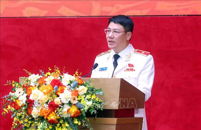 Thiếu tướng Đỗ Thanh Bình, Cục trưởng Cục Cảnh sát giao thông phát biểu. Ảnh: Phạm Kiên - TTXVN