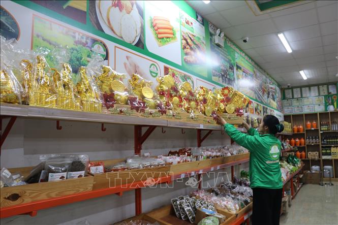 Hợp tác xã nông sản xanh Sáng Nhung (Tuyên Quang) đảm bảo nguồn thực phẩm, hàng hóa tại hệ thống các cửa hàng phục vụ Tết Nguyên đán Bính Ngọ 2026. Ảnh: Hoàng Hải - TTXVN