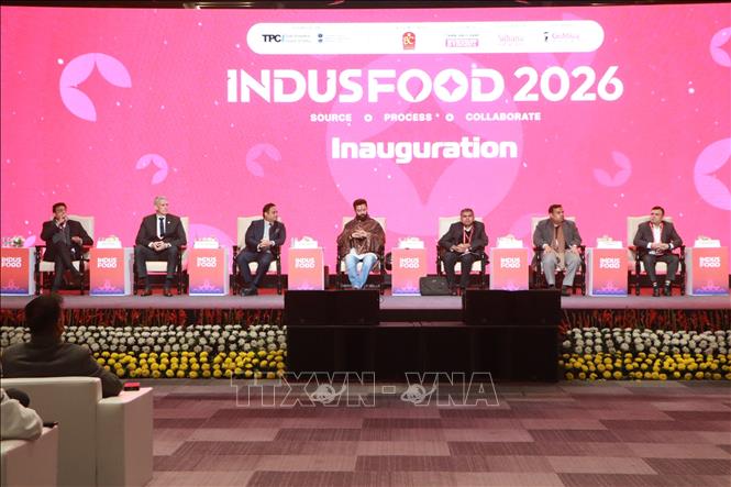 Các đại biểu dự khai mạc hội chợ Indusfood. Ảnh: Ngọc Thúy - PV TTXVN tại Ấn Độ