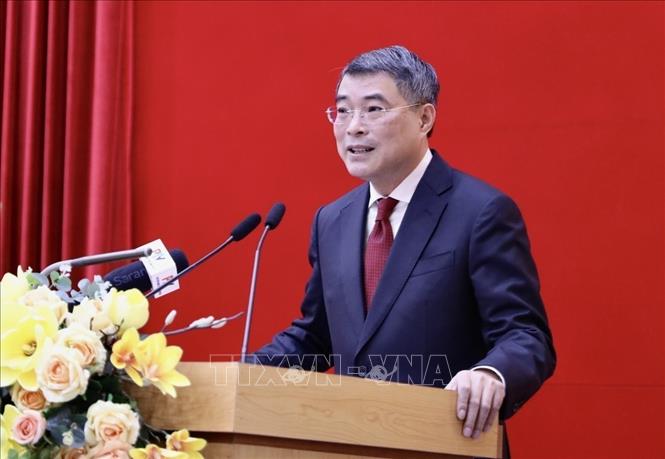 Trưởng Ban tổ chức Trung ương Lê Minh Hưng phát biểu tại hội nghị. Ảnh: Trọng Đạt-TTXVN