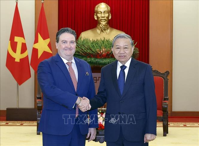 Tổng Bí thư Tô Lâm tiếp Đại sứ Hoa Kỳ tại Việt Nam Marc Evans Knapper. Ảnh: Thống Nhất – TTXVN