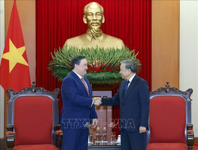 Tổng Bí thư Tô Lâm tiếp Đại sứ Hoa Kỳ tại Việt Nam Marc Evans Knapper. Ảnh: Thống Nhất – TTXVN