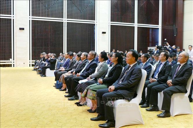 Các đại biểu tham dự họp báo. Ảnh: Xuân Tú - PV TTXVN tại Lào