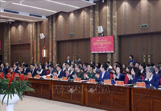 Các đại biểu tham dự buổi làm việc. Ảnh: Thống Nhất – TTXVN