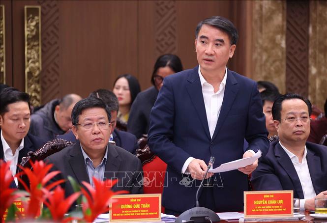 Phó Chủ tịch UBND Thành phố Hà Nội Nguyễn Xuân Lưu phát biểu. Ảnh: Văn Điệp - TTXVN 
