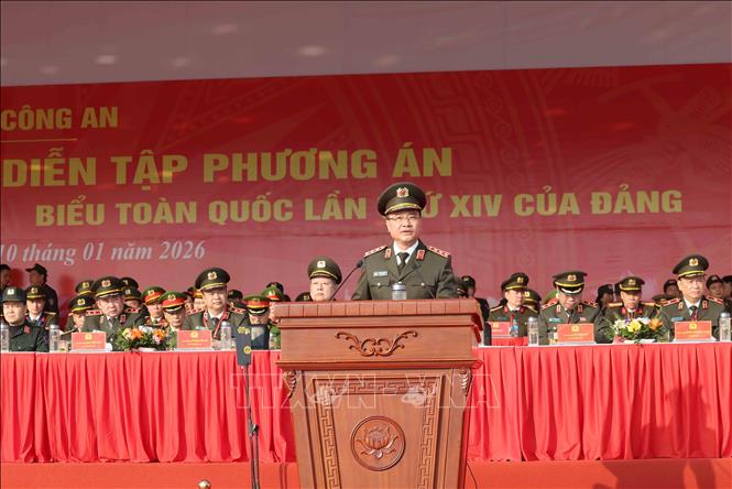 Thượng tướng Phạm Thế Tùng, Thứ trưởng Bộ Công an phát biểu tại buổi lễ. Ảnh: Phương Hoa - TTXVN