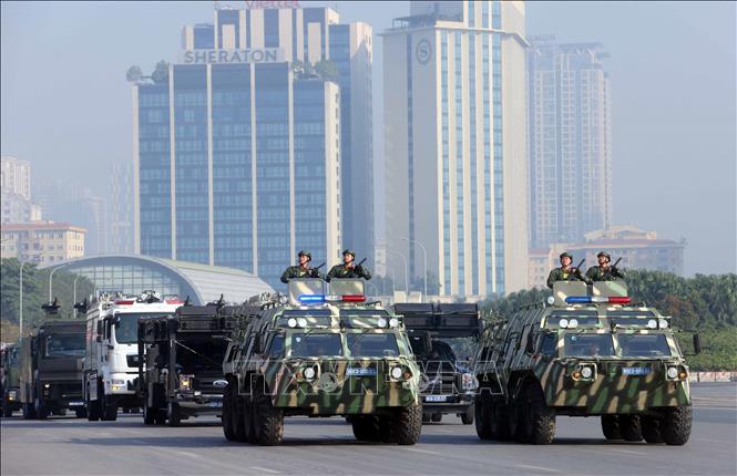 Khối xe đặc chủng của Bộ Công an tham gia diễu hành tại buổi lễ. Ảnh: Phạm Kiên - TTXVN