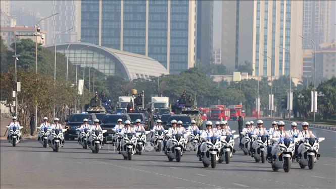 Khối xe bảo vệ, hộ tống lãnh đạo Đảng, Nhà nước và đoàn khách quốc tế tham gia duyệt đội ngũ. Ảnh: Phương Hoa - TTXVN
