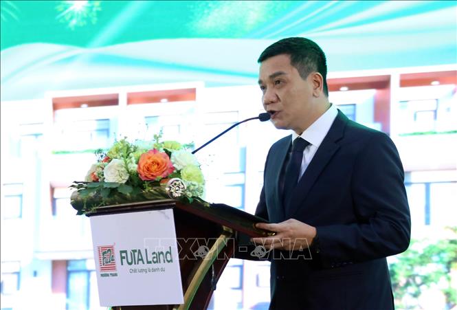 Ông Nguyễn Văn Đức, Phó Tổng Giám đốc FUTA Land phát biểu khởi động dự án FUTA Kim Phát. Ảnh: Trần Lê Lâm - TTXVN 