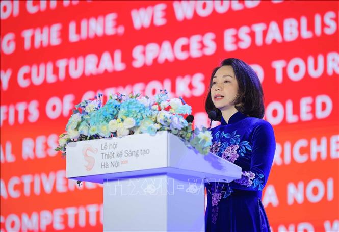 Phó Chủ tịch UBND Thành phố Hà Nội Vũ Thu Hà phát biểu khai mạc. Ảnh: Hoàng Hiếu - TTXVN