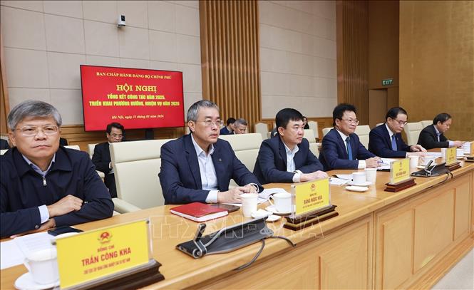 Các đại biểu tham dự Hội nghị tổng kết công tác năm 2025 và triển khai phương hướng, nhiệm vụ năm 2026 của Ban Chấp hành Đảng bộ Chính phủ. Ảnh: Dương Giang-TTXVN
