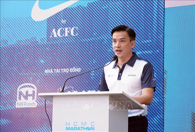 Ông Nguyễn Nam Nhân, Phó Giám đốc Sở Văn hóa và Thể thao Thành phố Hồ Chí Minh, Trưởng Ban Tổ chức, phát biểu tại lễ trao giải. Ảnh: Trung Tuyến - TTXVN